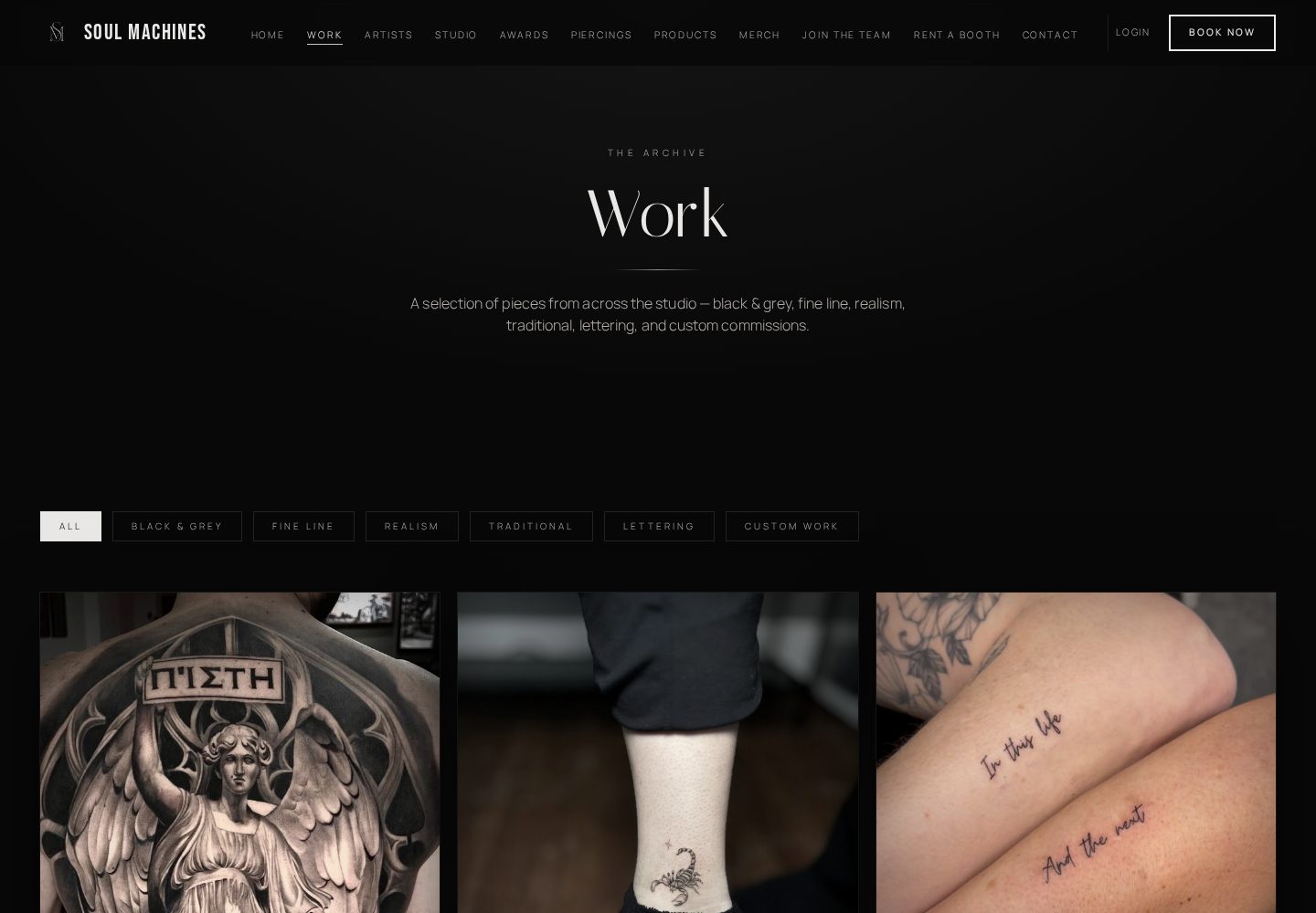 Soul Machine Studio website — Work page