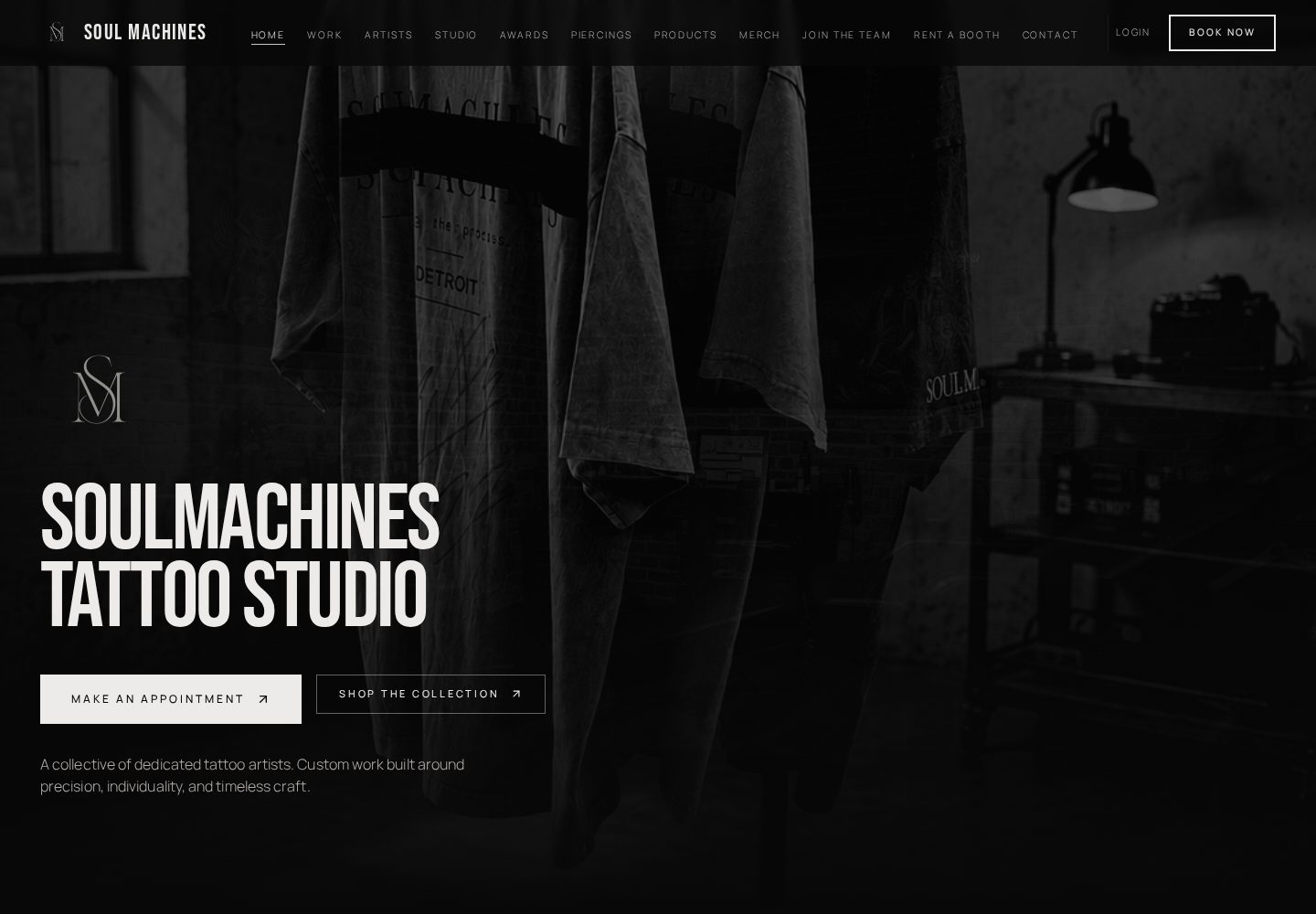 Soul Machine Studio website — Home page