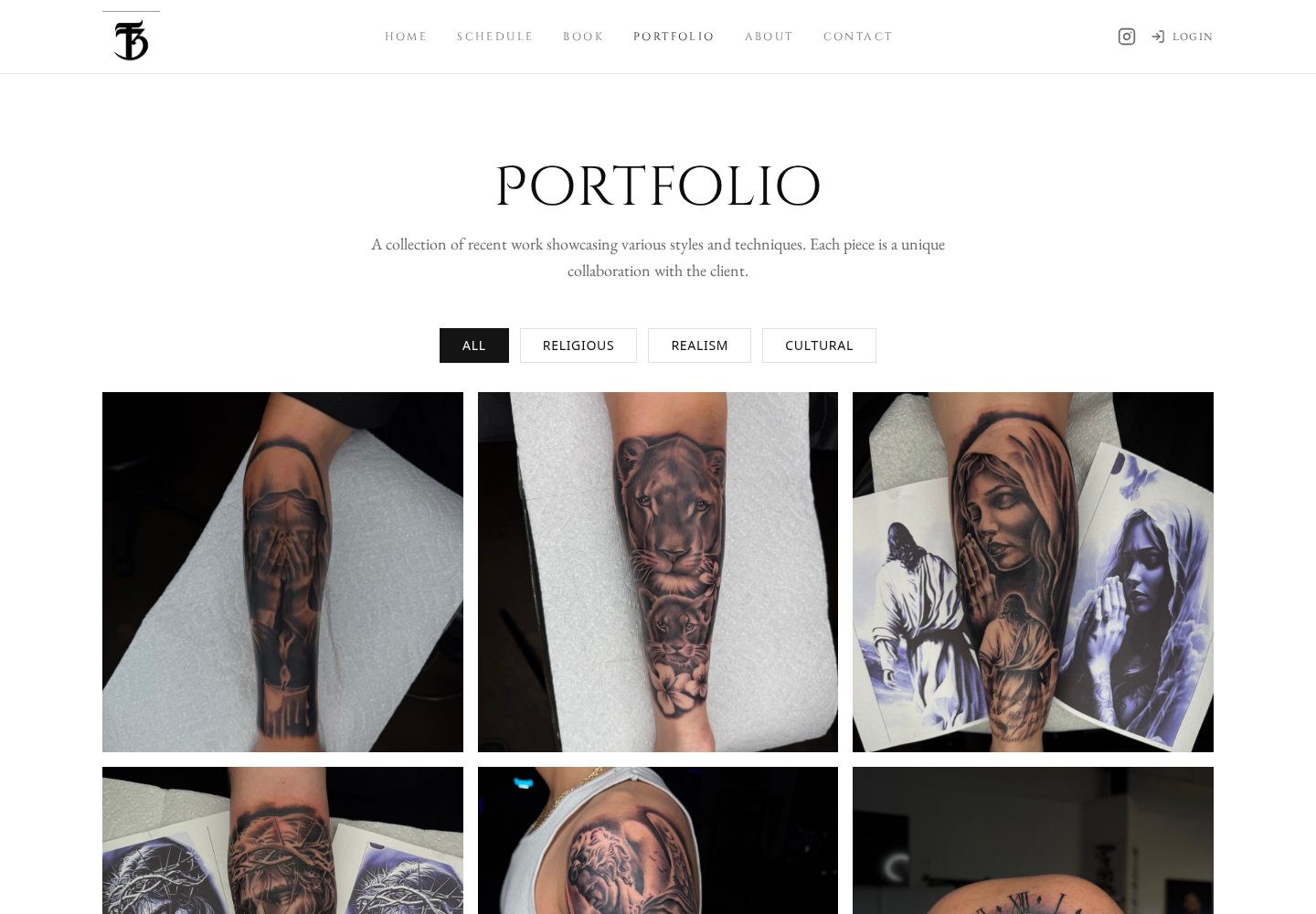 Tony Bailey Art website — Portfolio page