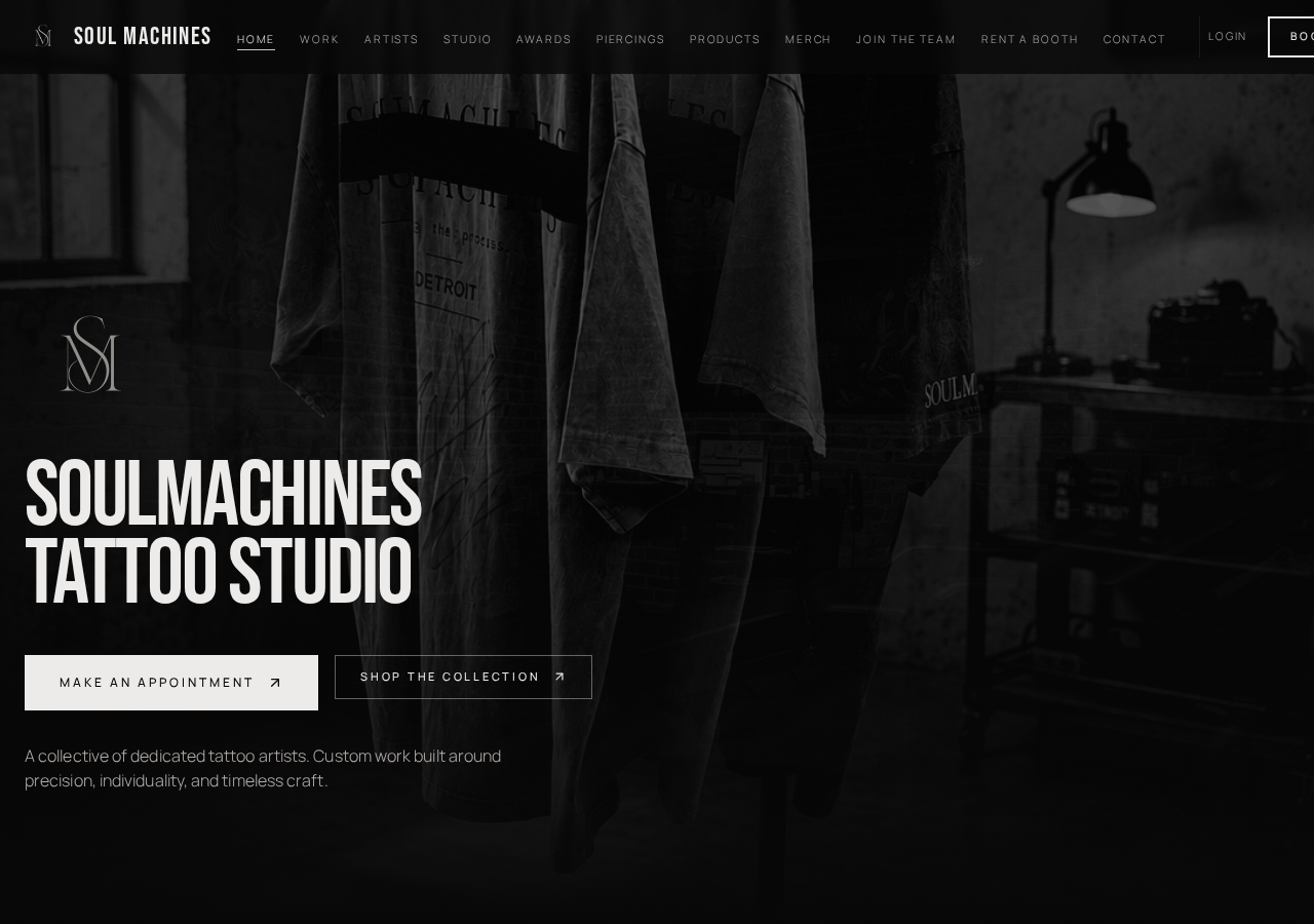Soul Machines Tattoo Studio booking site
