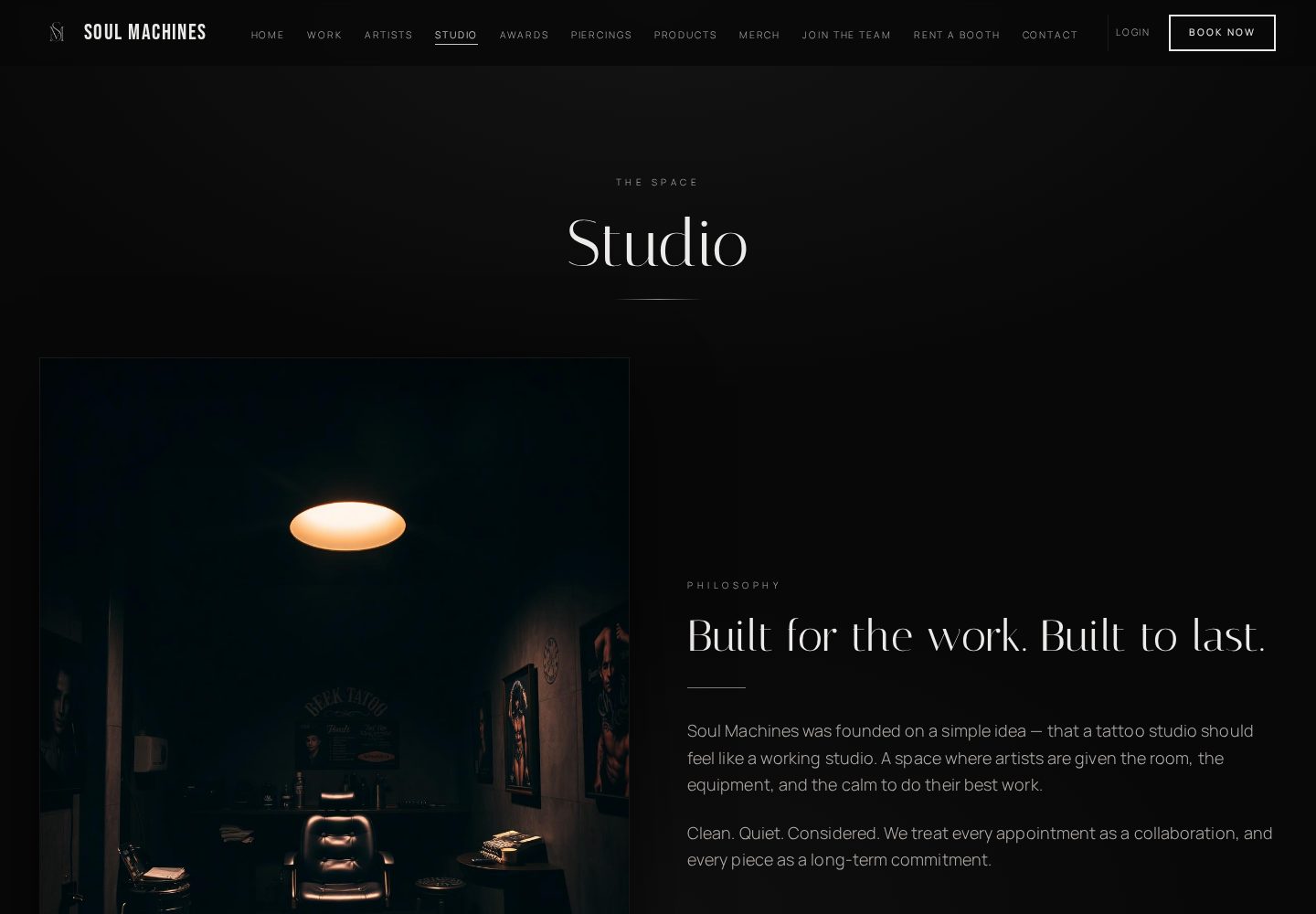 Soul Machine Studio website — Studio page