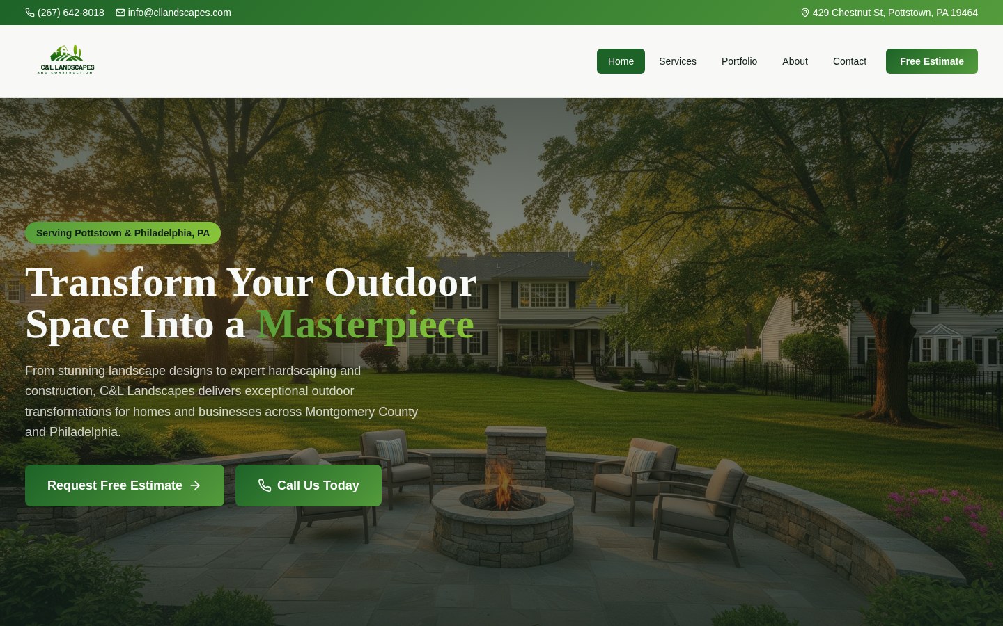 C&L Landscapes & Construction website — Home page